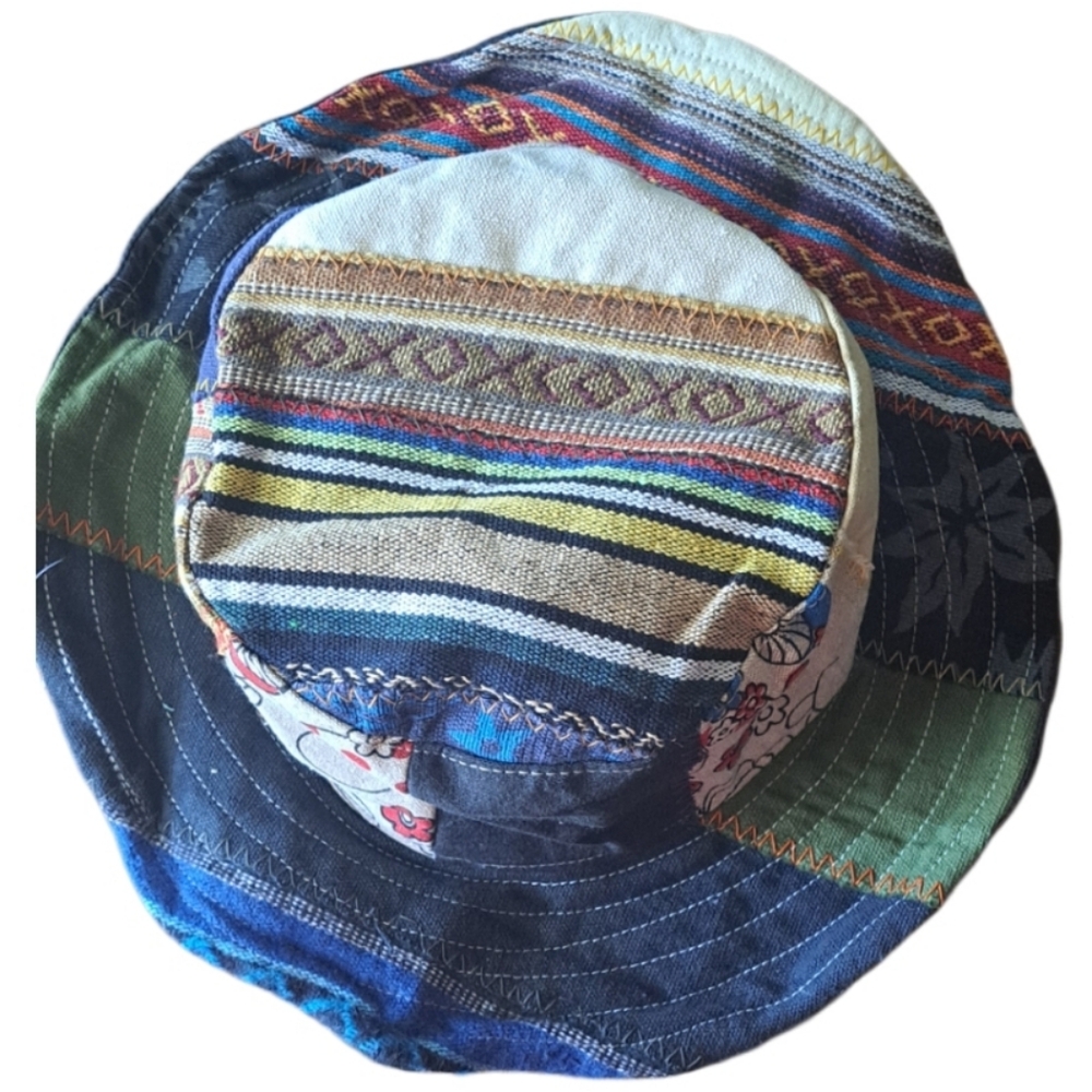 Nwot Nepal Patchwork Hemp Hat - image 3